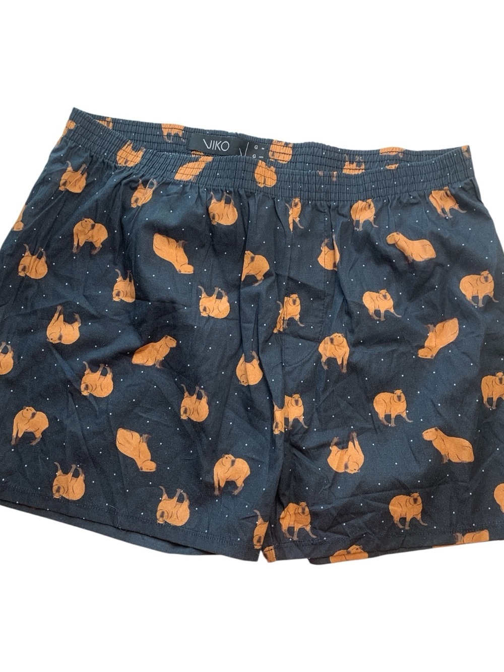 Viko NWT Navy Boxer Shorts with Capybara Print